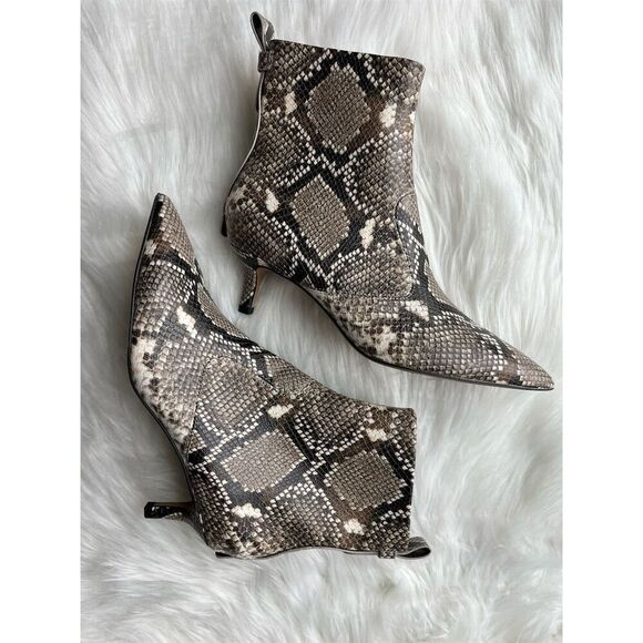 🆕 Franco Sarto Women's Gray Snakeskin Ankle Boots Size 5 Kitten Heel - Picture 6 of 9